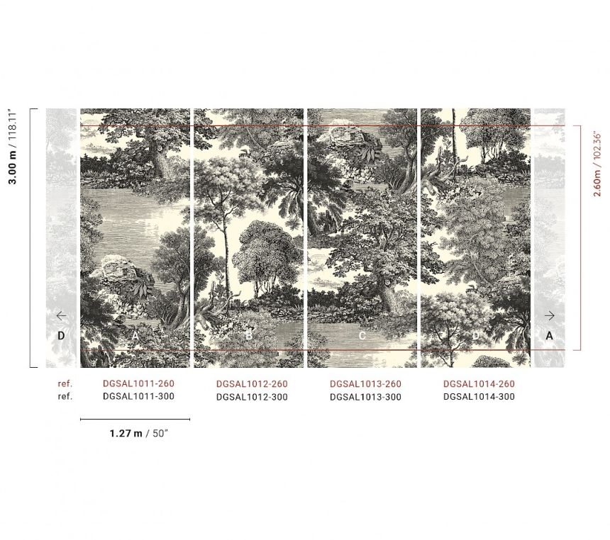 Obrazová tapeta, čierna, les, stromy, DGSAL1012-300, Amazone, Masureel