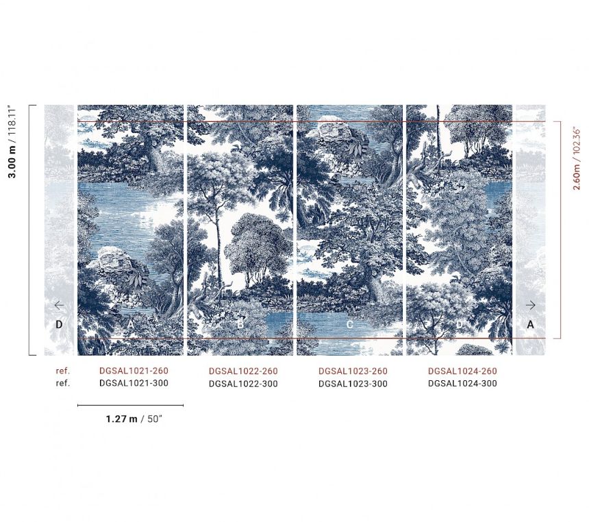 Obrazová tapeta, modrá, les, stromy, DGSAL1021-300, Amazone, Masureel