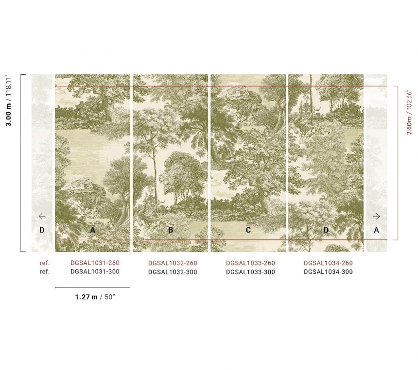 Obrazová tapeta, zelená, les, stromy, DGSAL1031-260, Amazone, Masureel