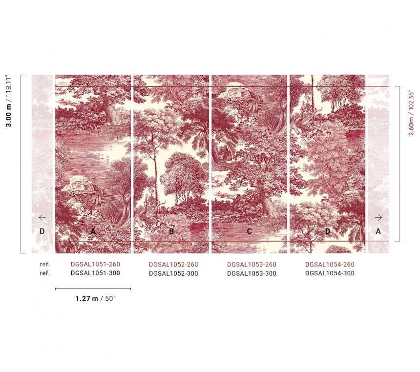 Obrazová tapeta, červená, les, stromy, DGSAL1051-260, Amazone, Masureel