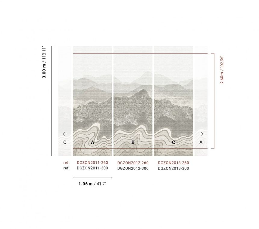 Obrazová tapeta, sivá, horská krajina, DGZON2013-300, Amazone, Masureel