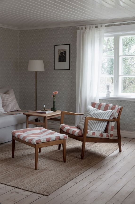 Tapeta na stenu, sivá, zámocký vzor, ornamenty, 4166, Alla Tiders Hus, Borastapeter