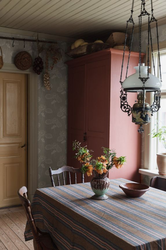 Tapeta na stenu, sivá, kvety, lekná, 4169, Alla Tiders Hus, Borastapeter