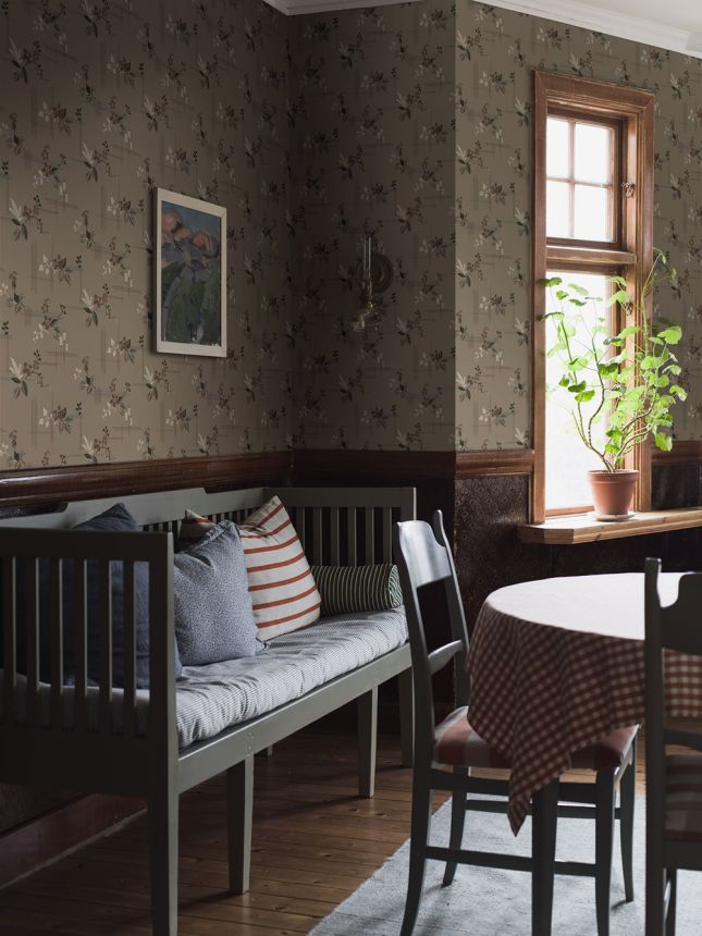 Tapeta na stenu, hnedá, kvety, 4173, Alla Tiders Hus, Borastapeter