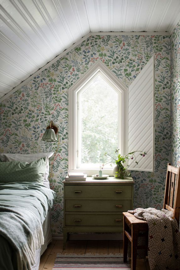 Biela tapeta, lúčne kvety, 4180, Alla Tiders Hus, Icons, Borastapeter