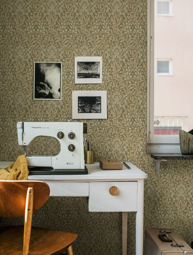 Tapeta na stenu, zelená, kvety, listy, 4183, Alla Tiders Hus, Borastapeter