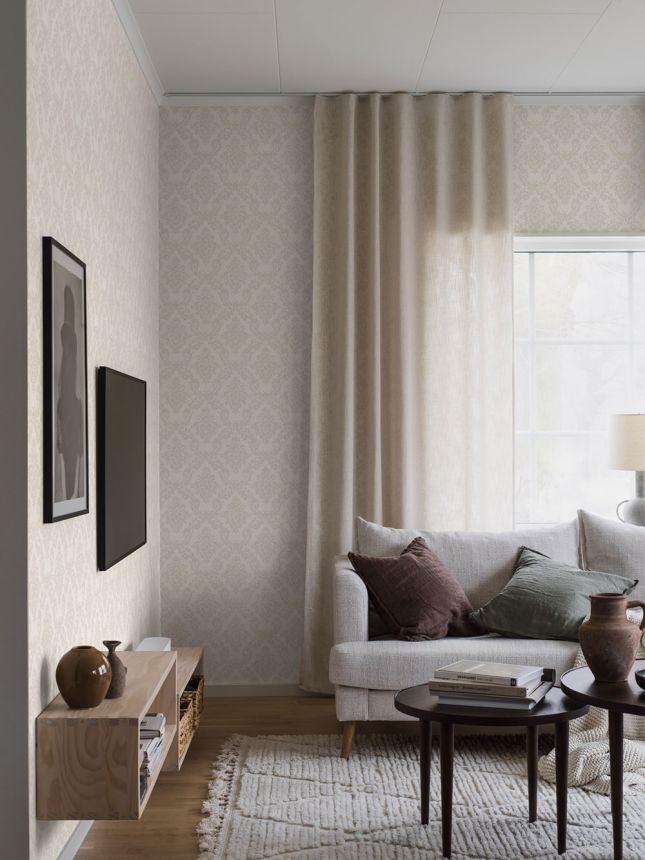 Tapeta, sivo-béžová, zámocký vzor, 38744, Borosan Hem, Boråstapeter