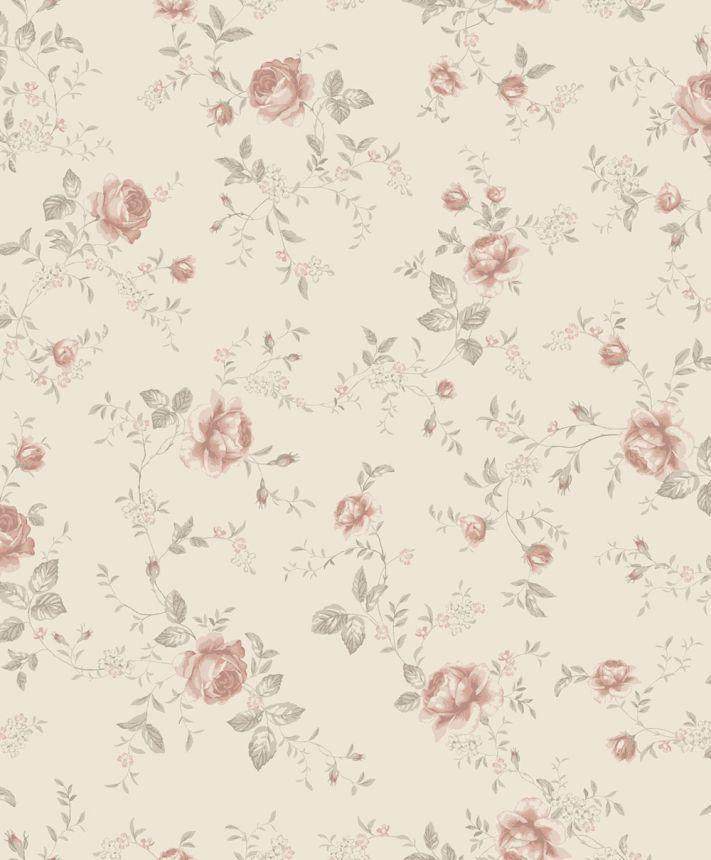Vliesová tapeta na stenu, béžová, kvety, ruže, 6929, Newbie Wallpaper, Borastapeter