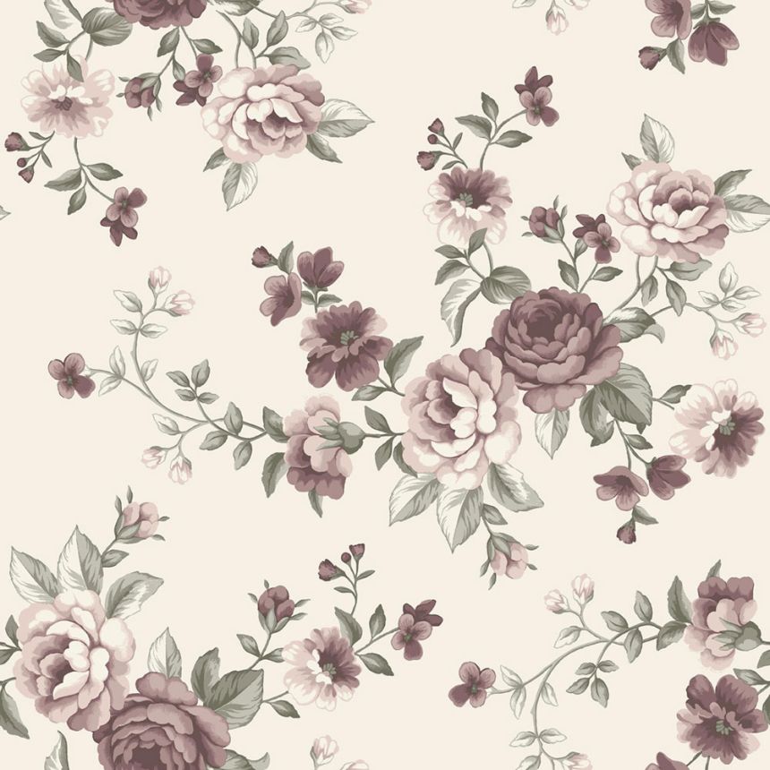 Vliesová tapeta na stenu, krémová, kvety, ruže, 7485, Newbie Wallpaper, Borastapeter
