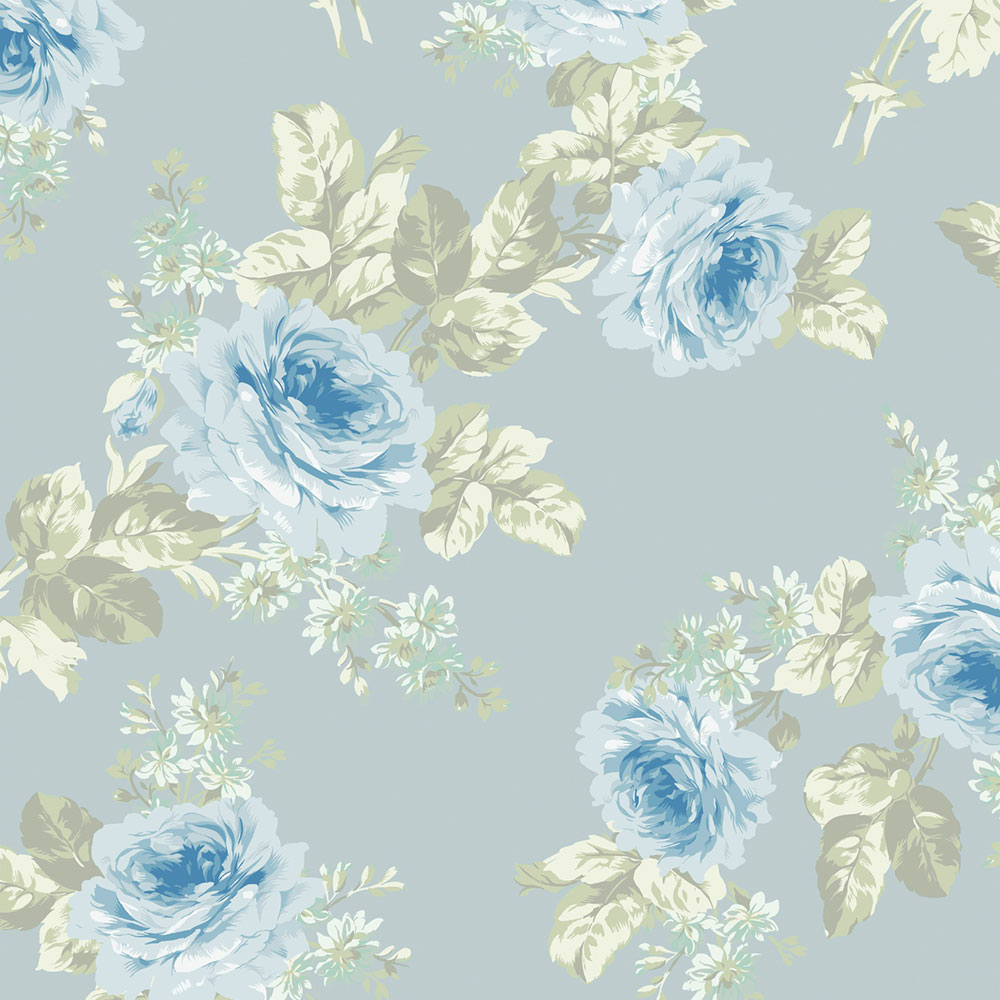 Tapeta, modro-zelená, kvety, 125112, Shabby Chic by Rachel Ashwell
