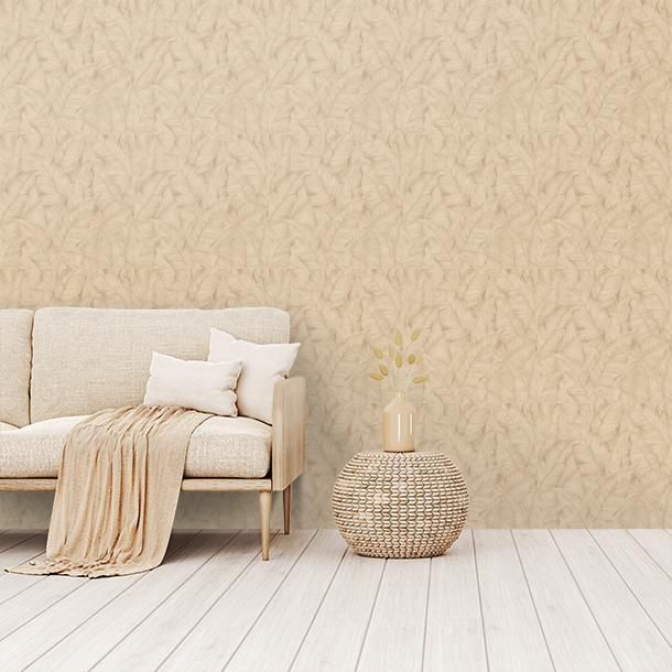 Tapeta luxusná, vliesová, na stenu, béžová, listy, Z30303, Casa 8, Trussardi