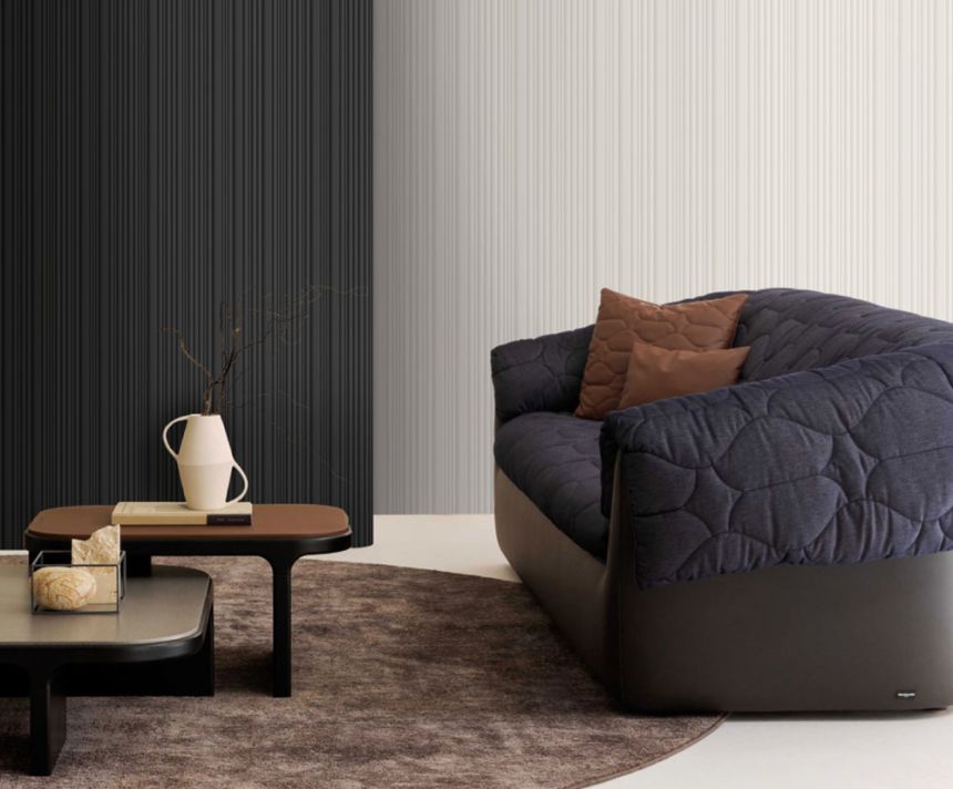 Tapeta luxusná, vliesová, na stenu, sivo-čierna, pruhy, Z30323, Casa 8, Trussardi