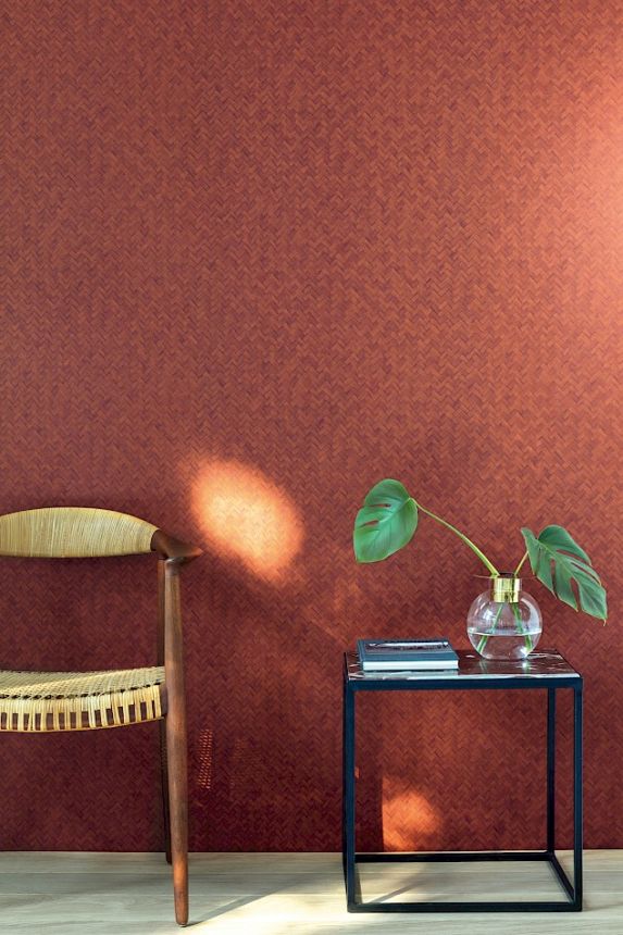 Tapeta na stenu, červená, imitácia rohože, WIL302, The Texture Book, Masureel