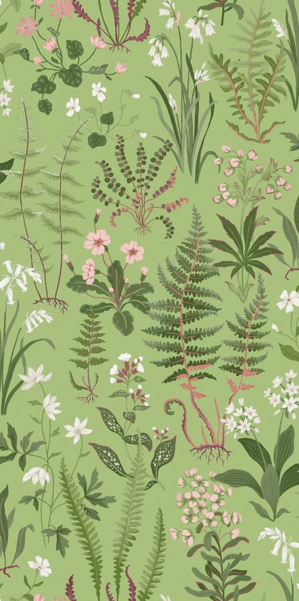 Tapeta, zelená, kvety, paprade, 130316, Concerto, Graham Brown Premium