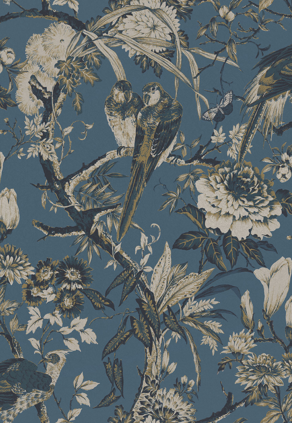 Tapeta, modrá, vtáky, kvety, vetvičky, 127911, Arboretum, Graham Brown Premium