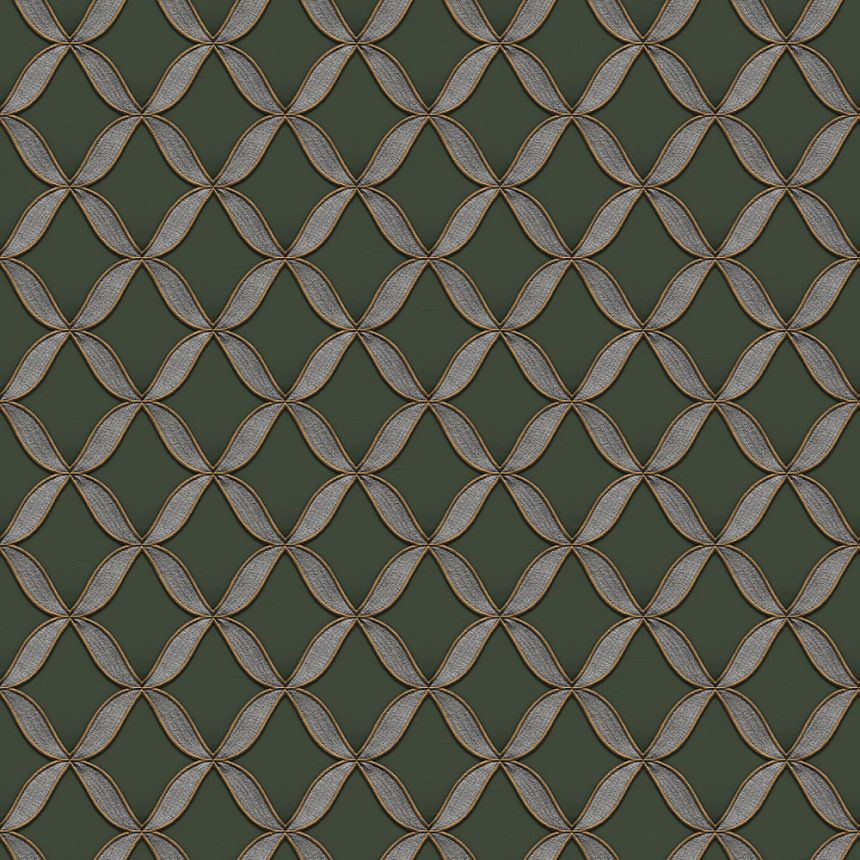Geometrická vliesová tapeta na stenu, zelená, imitácia látky, FT221228, Best Sellers, Design ID