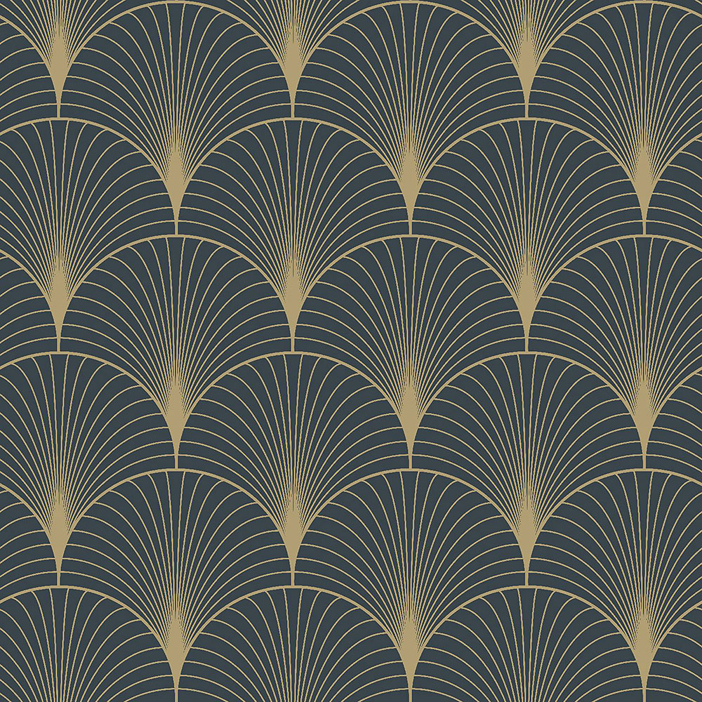 Tmavo modrá geometrická vliesová tapeta 139231, Art Deco, Esta
