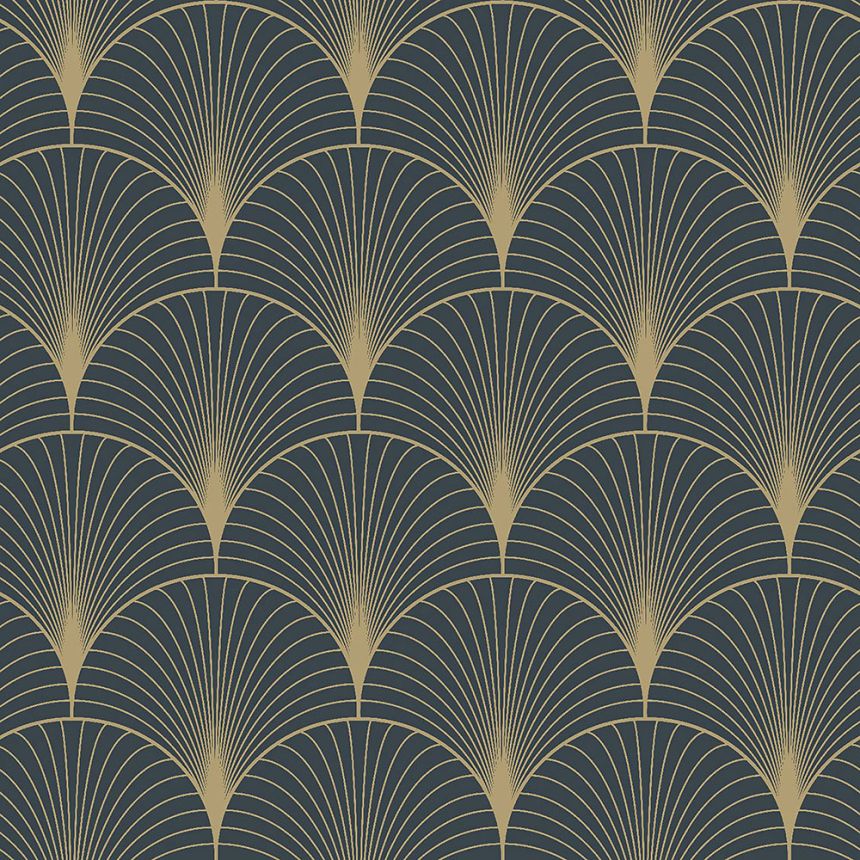 Tmavo modrá geometrická vliesová tapeta 139231, Art Deco, Esta
