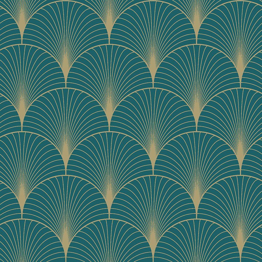 Tmavo tyrkysová geometrická vliesová tapeta 139230, Art Deco, Esta