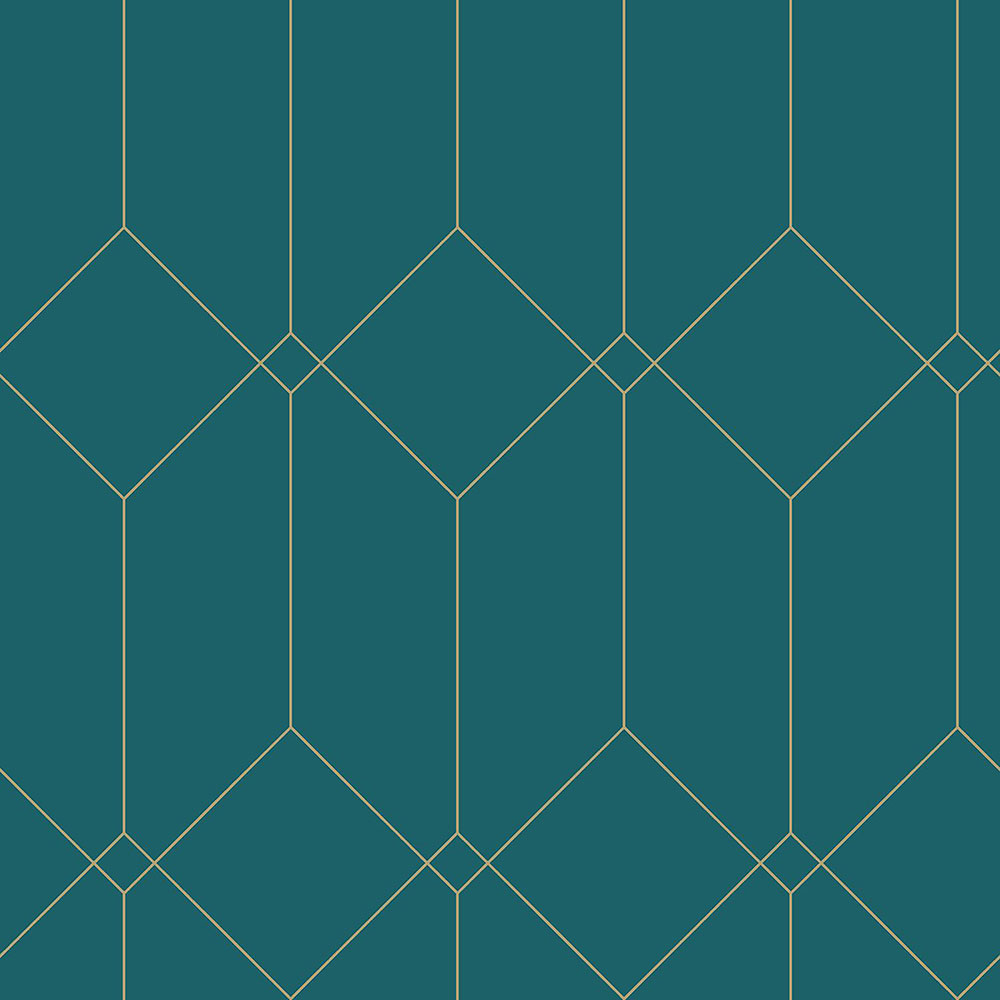 Tyrkysová geometrická vliesová tapeta, zlaté línie139224, Art Deco, Esta