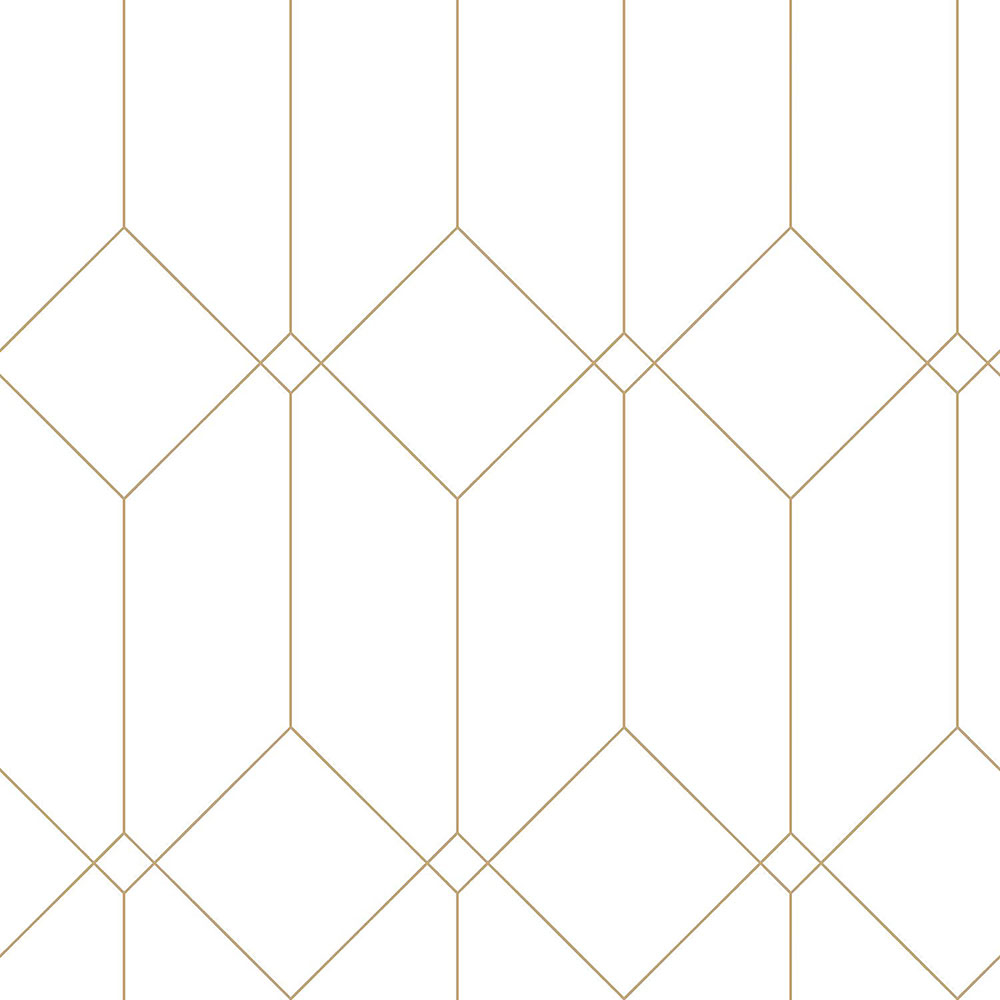 Biela geometrická vliesová tapeta na stenu, zlaté línie 139223, Art Deco, Esta