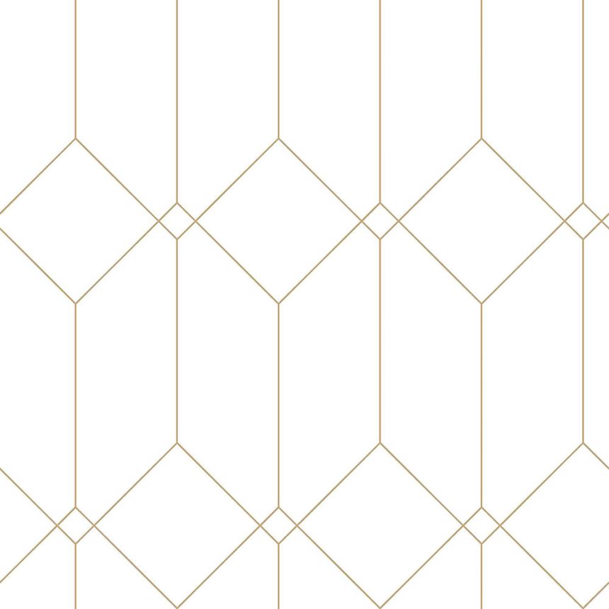 Biela geometrická vliesová tapeta na stenu, zlaté línie 139223, Art Deco, Esta