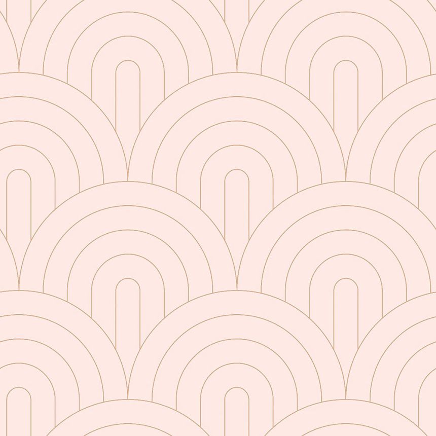 Vliesová ružová tapeta, geometrický oblúkový vzor 139217, Art Deco, Esta