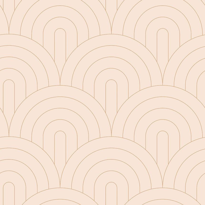 Béžová vliesová tapeta, geometrický oblúkový vzor 139216, Art Deco, Esta