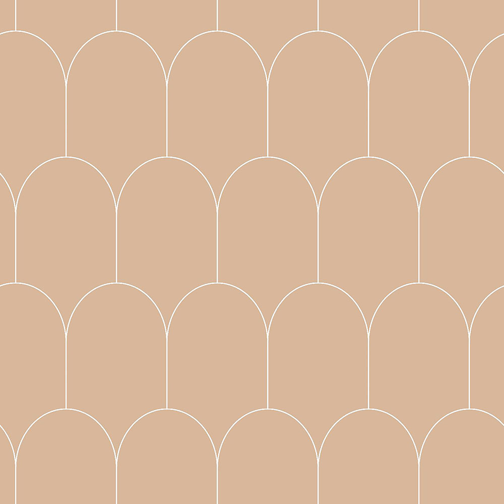 Béžová vliesová tapeta, geometrický oblúkový vzor 139203, Art Deco, Esta
