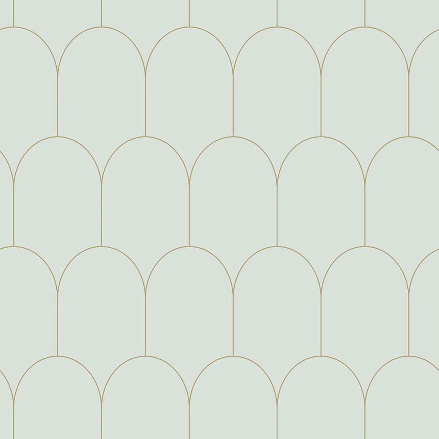 Mentolová vliesová tapeta, geometrický oblúkový vzor 139202, Art Deco, Esta
