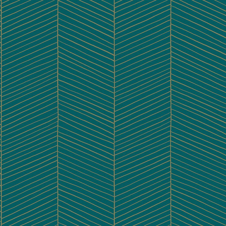 Tyrkysová vliesová tapeta pruhy, prúžky 139200, Art Deco, Esta