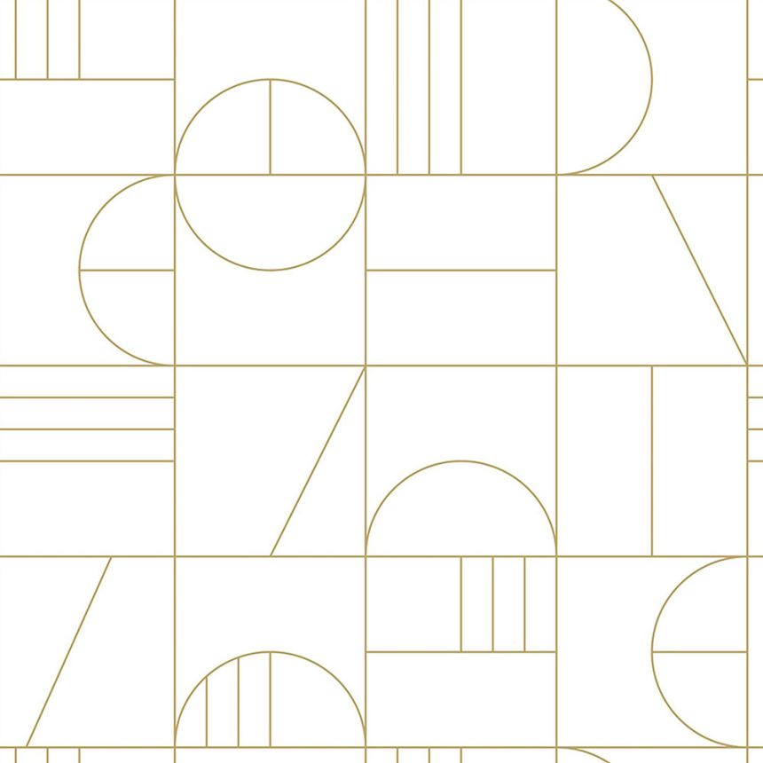 Bielo-zlatá vliesová tapeta geometrický vzor 139141, Art Deco, Esta