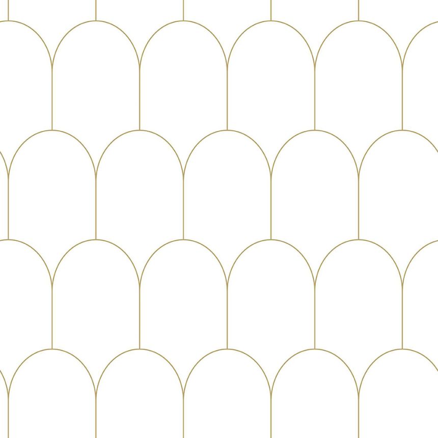 Biela vliesová tapeta, geometrický oblúkový vzor 139139, Art Deco, Esta