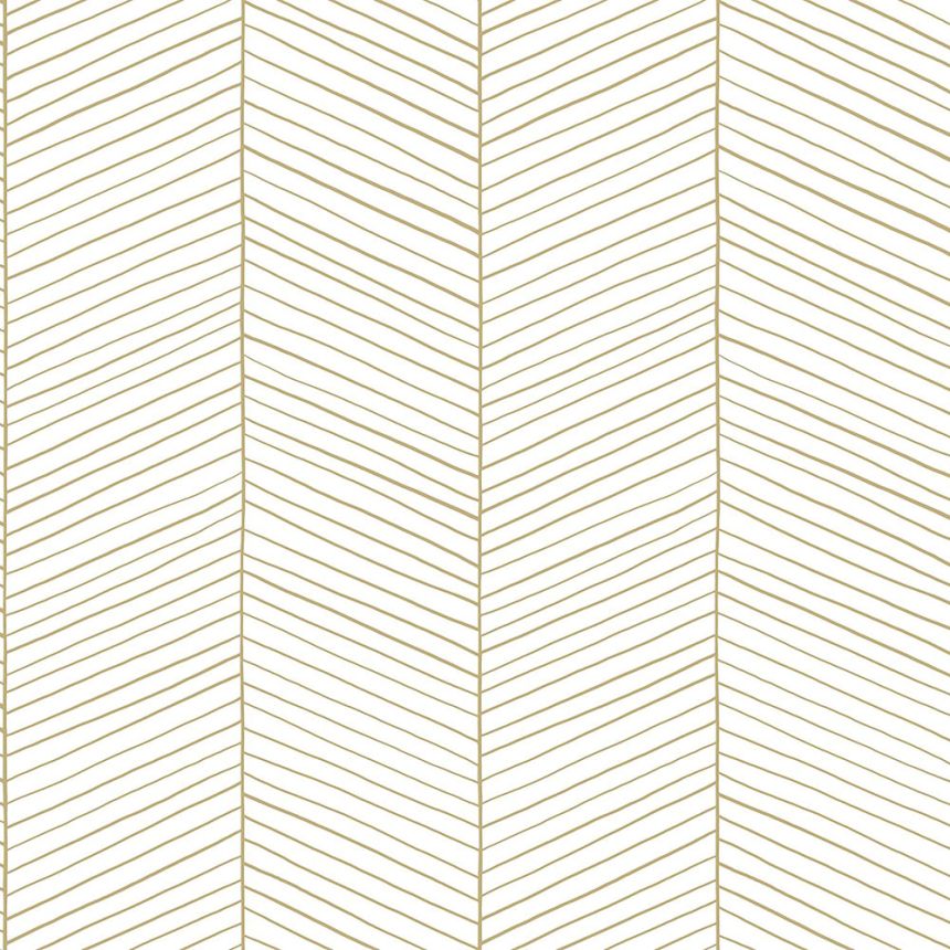 Bielo-zlatá vliesová tapeta pruhy, prúžky 139135, Art Deco, Esta