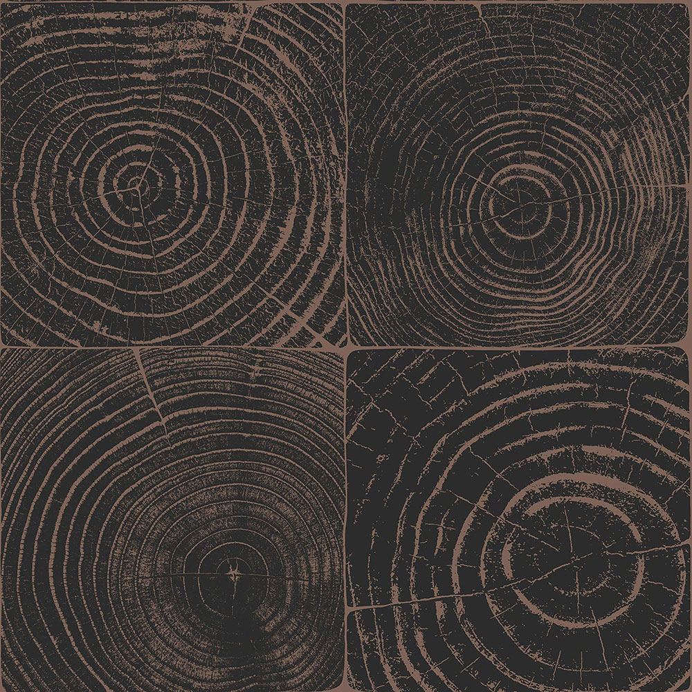 Čierno-hnedá vliesová tapeta imitacia dreva s letokruhmi 347550, Matières - Wood, Origin