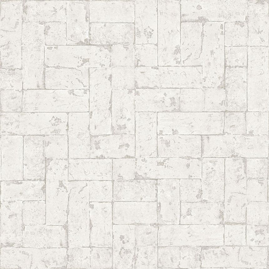 Sivobiela vliesová tapeta, imitácia kamenného obkladu 347567, Matières - Stone, Origin