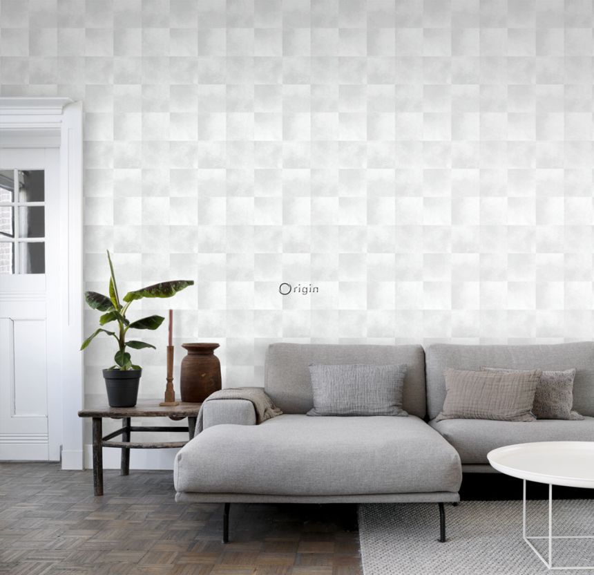Vliesová tapeta, štvorcový vzor imitácia sivobielej kožušiny 347485, Luxury Skins, Origin