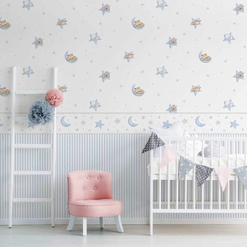 Detská samolepiaca bordúra Hviezdičky, mesiac 470-3, Pippo, ICH Wallcoverings