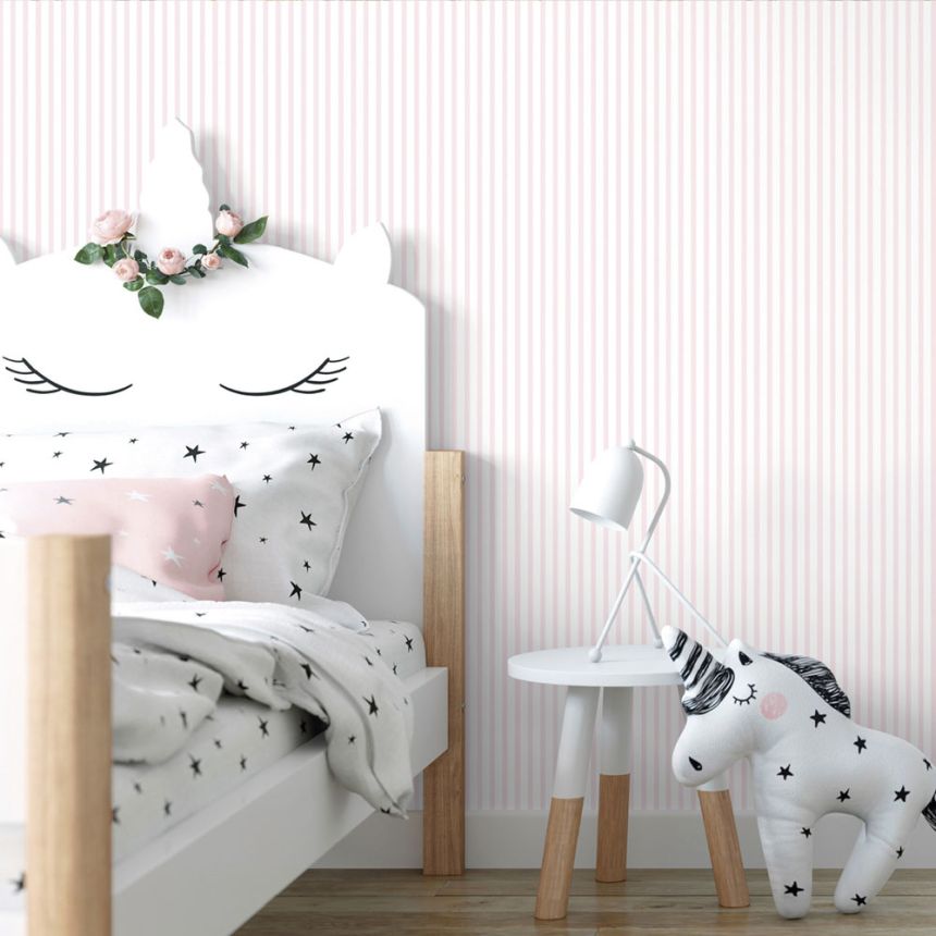 Modrobiela papierová pruhovaná tapeta 462-1, Pippo, ICH Wallcoverings