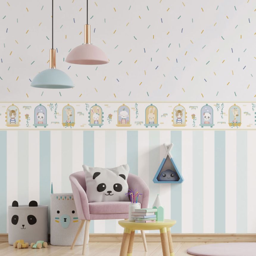 Papierová tapeta s farebnými čiarkami 453-1, Pippo, ICH Wallcoverings
