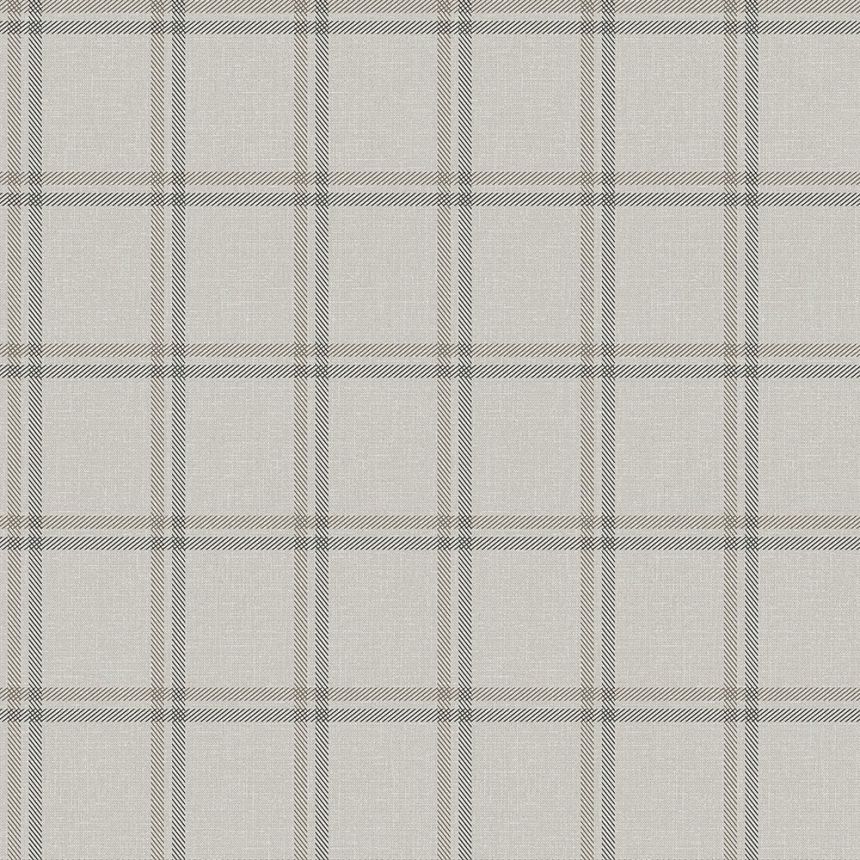 Vliesová tapeta na stenu, imitácia látky, sivobéžové káro 347620, Natural Fabrics, Origin