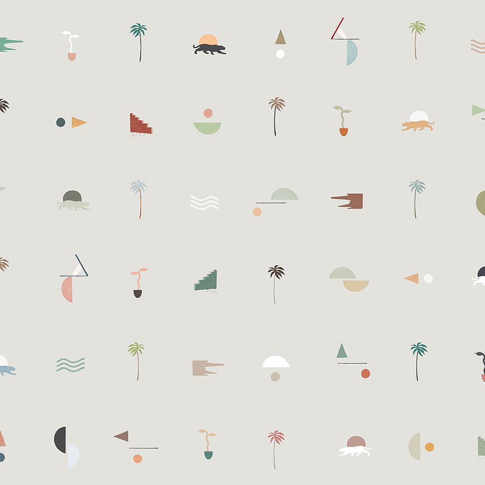 Sivá vliesová tapeta s palmami, pantermi 6510-2, 106x300cm, Batabasta, ICH Wallcoverings