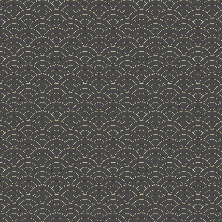 Čierno-zlatá vliesová tapeta na stenu, oblúkový vzor 6506-4, Batabasta, ICH Wallcoverings