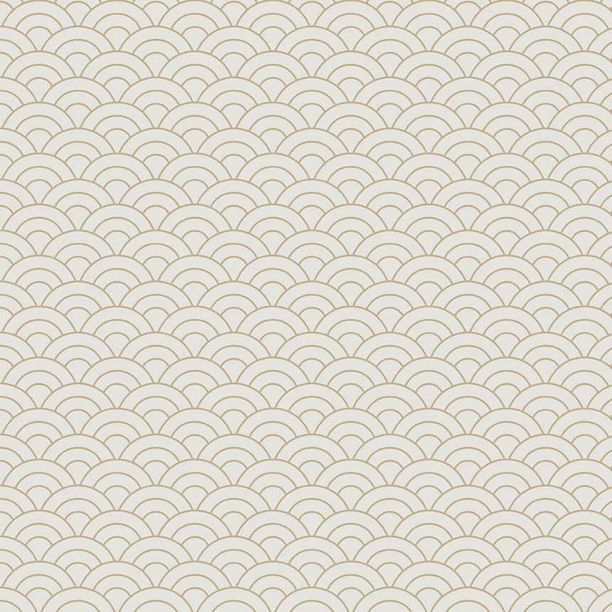 Béžovo-zlatá vliesová tapeta na stenu, oblúkový vzor 6506-2, Batabasta, ICH Wallcoverings
