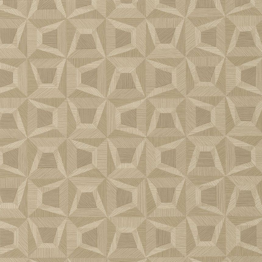Hnedá vliesová tapeta s geometrickým vzorom 31906, Textilia, Limonta