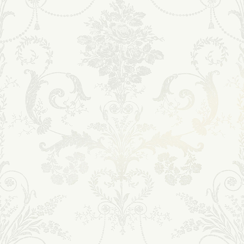 Vliesová tapeta na zeď světle šedá s květinovými ornamenty 113382, Laura Ashley, Graham & Brown