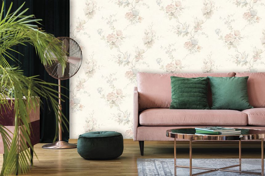 Béžová vliesová kvetinová tapeta, Z66861, Satin Flowers, Zambaiti Parati
