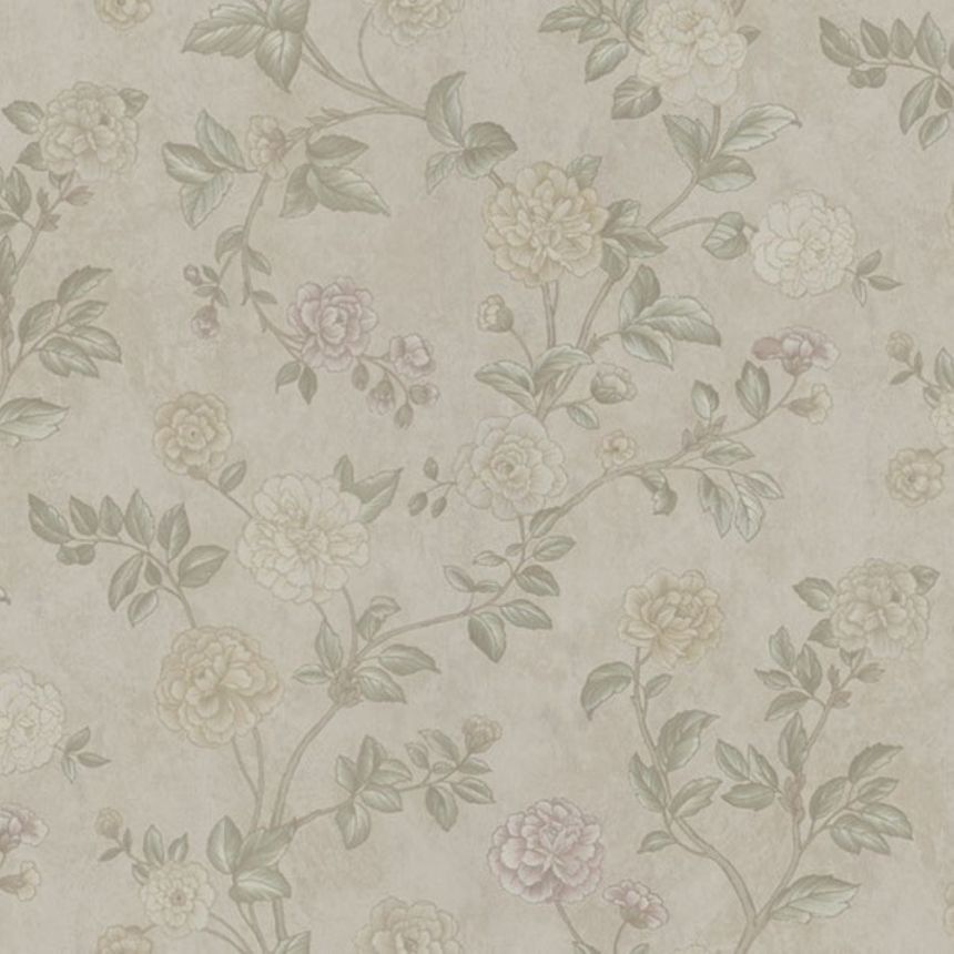 Béžová vliesová kvetinová tapeta, Z66801, Satin Flowers, Zambaiti Parati